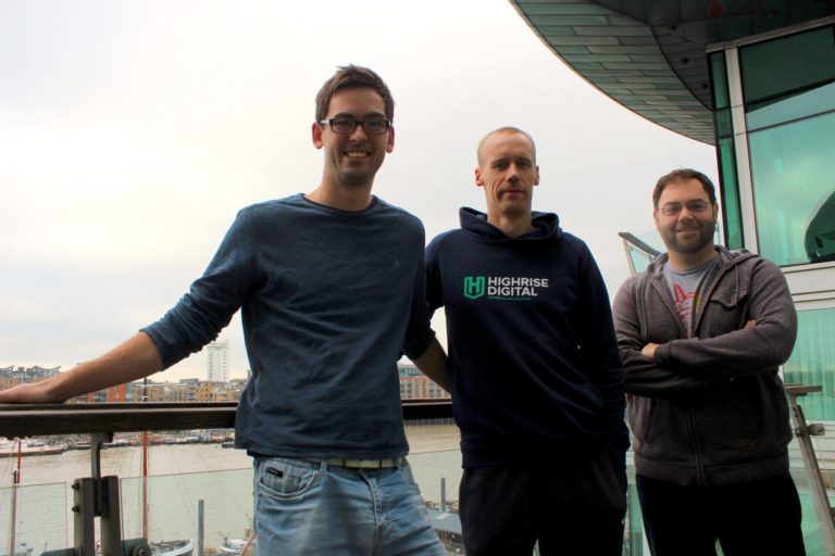 Photo of the Highrise Digital team (3 people) in front of the River Thames in London.