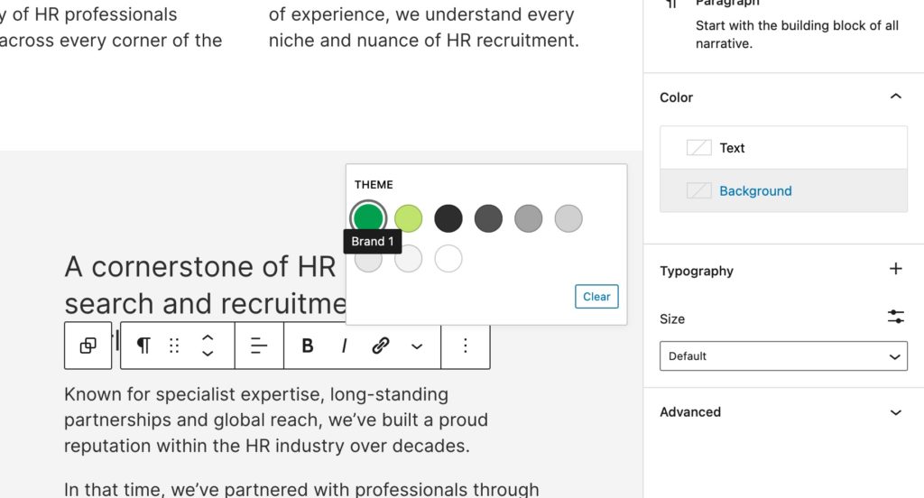 Screenshot of recruitment website CMS