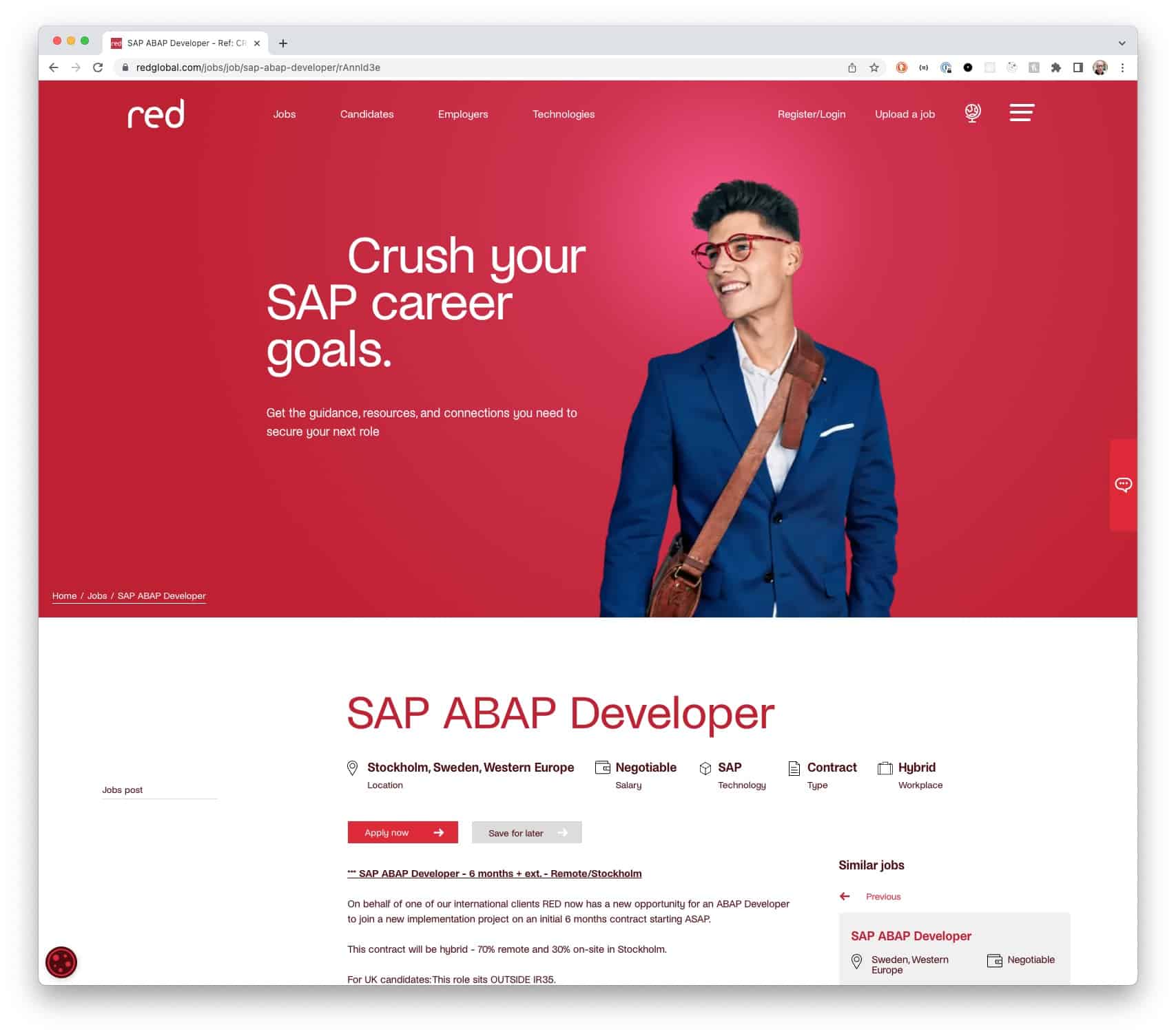 Screenshot of the Red Global jobs page.